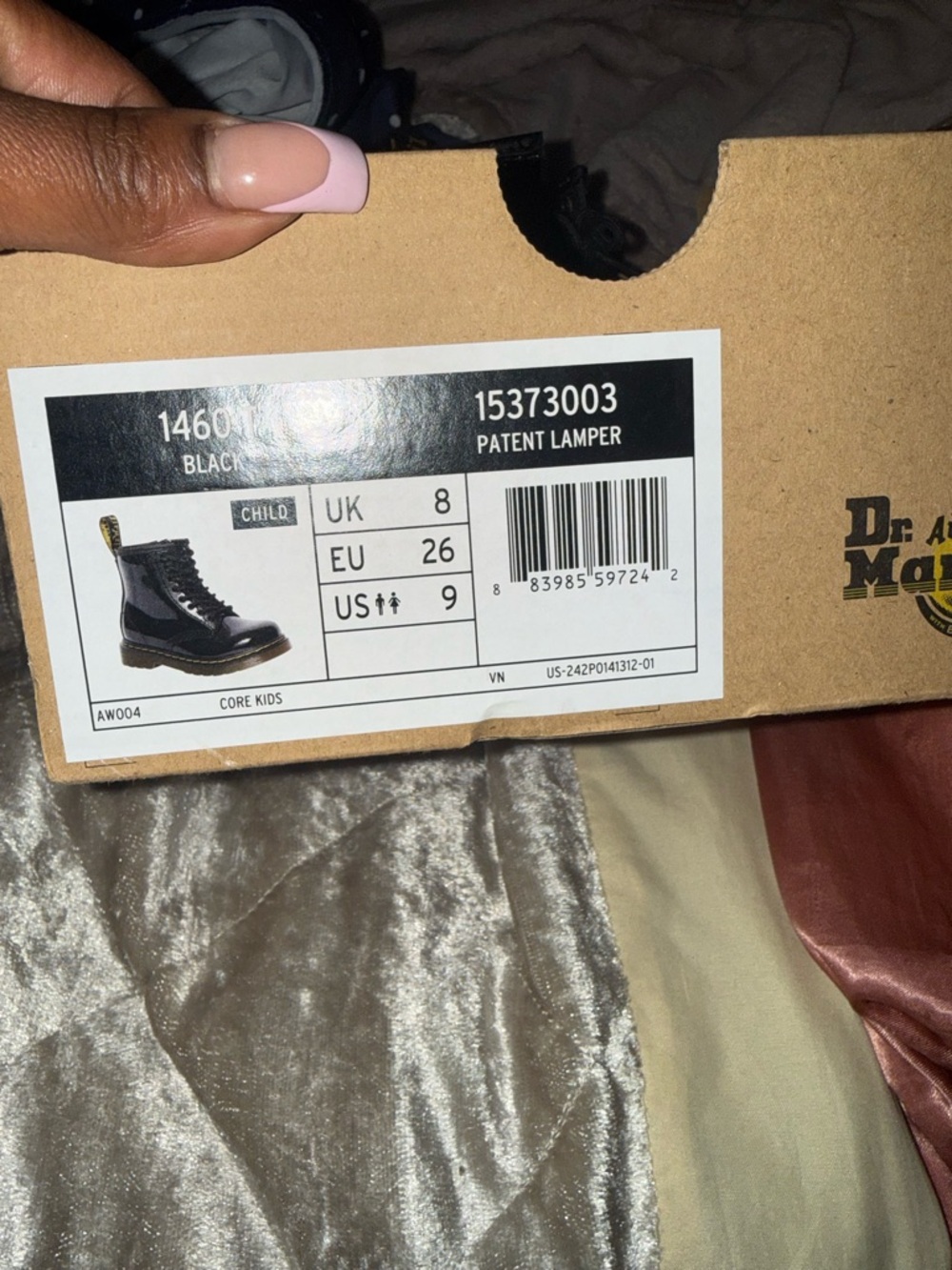 Dr. Martens Black Patent Lamper Kids Boot - Glossy Leather